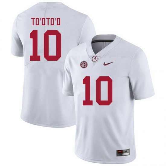 NCAA Men's Alabama Crimson Tide #10 Henry To'oTo'o Stitched College 2021 Nike Authentic White Football Jersey SK17J16ZT